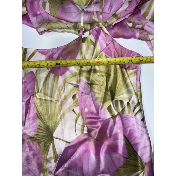 Vintage 90s Tommy Bahama Womens XL Silk Satin Butterfly Button Shirt Blouse 2pc - Picture 13 of 16